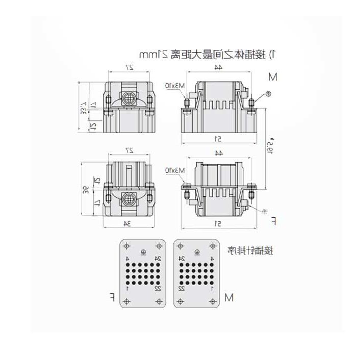 Male core, cold pressed, suitable for H6B shell, HDD-024-M, 09160243001